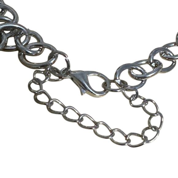 Womens Boot Chain White Roses charms Silver Tone 14” HomeMade Brand New NWT - Picture 7 of 8